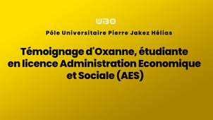 Témoignage d'Oxanne, étudiante en licence Administration Economique et Sociale (AES) - UBO Quimper