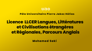 Licence LLCER Langues, Littératures et Civilisations étrangères et Régionales, Parcours Anglais - Mohamed Saki